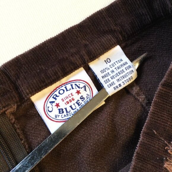 VTG Carolina Blues Corduroy Maxi Skirt Size 10 Brown Raw Hem Western Boho Y2K - Picture 8 of 9